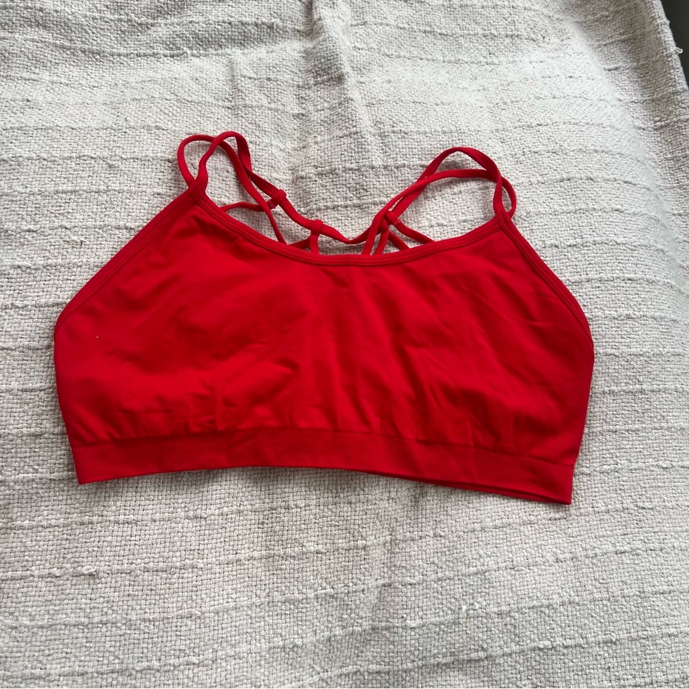 Fabletics red strappy sports bra